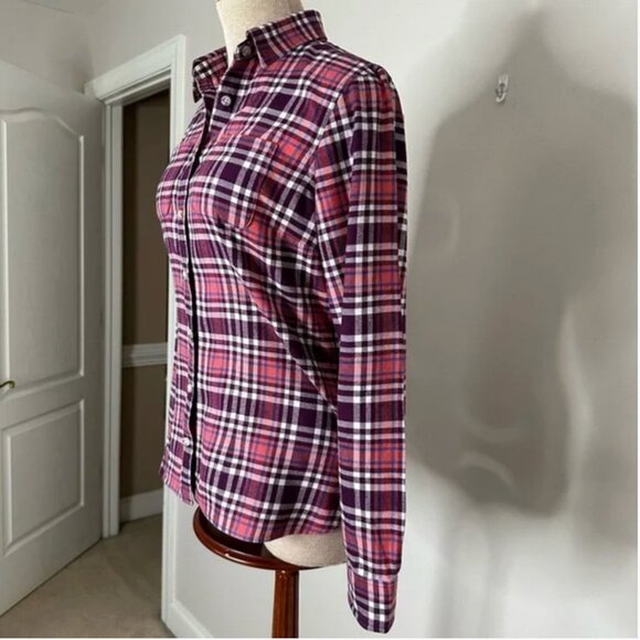 L.L. Bean Women's Scotch Plaid Flannel Shirt Purple Pink White Size Small - Picture 4 of 7